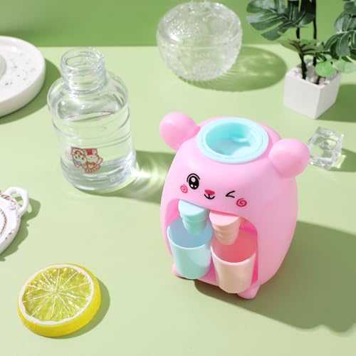 Alipis Mini Water Dispenser, Miniature Animal Water Cooler Toy Cute Bunny Water Fountain Tiny Tabletop Water Machine Toy Dollhouse Accessories for Kids Toddler (Pink)