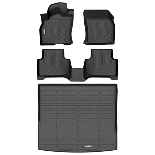 Image of HAFIDI Floor Mats & Cargo Liner Set Fit for 2019-2025 Audi Q3 All Weather Protection TPE Anti-Slip Automotive Full Set Floor Liners Custom Accessories - Black