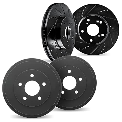 Dynamic Friction Company Front and Rear Brakes and Rotors| Drilled Slotted Brake Rotors| Front and Rear Disc Brake Rotors| Fits 1970-1971 Dodge Challenger, Plymouth GTX, 1970-1972 Dodge Charger -  8004-40077
