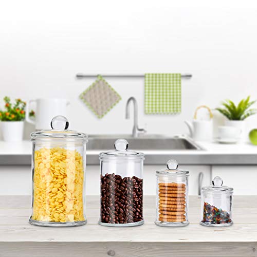 ERYTLLY Glass Food Storage Airtight Jars USDA Approved BPA Free High Borosilicate Glass Cookies Jar Glass Canister Lid Free Dishwasher Safe Canning Jar for Kitchen, Set of 4 - Thumbnail 3