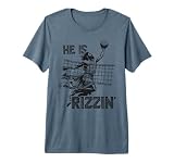 He Is Rizzin Funny Jesus Playing Volleyball Player Easter Premium Tri-blend T-Shirt