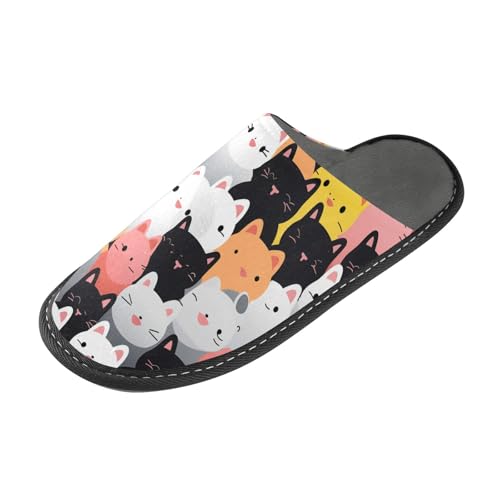 Multi Cat Fuzzy Slippers Soft Home Bedroom Slippers for Women Men House Shoes
