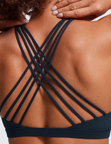 Image of CRZ YOGA Naked Feeling Strappy Sports Bras for Women - Criss Cross Back Wireless Padded Cami Yoga Workout Top