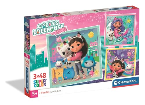 Puzzle CLEMENTONI Gabby' Dollhouse 3x48 pièces Carton épais Couleurs pastel Neuf - vue 4