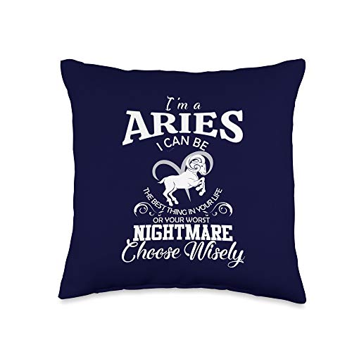 Funny Zodiac Sign Aries Astrology Gift Idea Tshirt I Can Be Aries Zodiac Sign Women Men Kids Birthday Design Throw Pillow, 16x16, Multicolor
