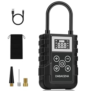 Compressore Aria Portatile, Portable Electric Air Compressor 150PSI, 4 Modalità Mini Compressore Lampada LED, Nuovo 2024 Portable Air Pump per Auto/Bici/Moto/Scooter/Pallone (Nero)