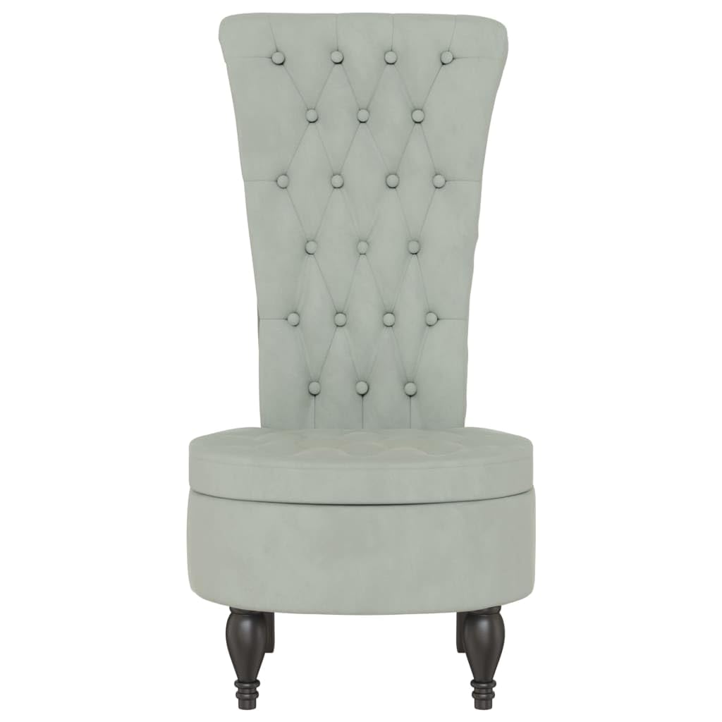 vidaXL Sillón de Respaldo Alto, Silla Tapizada con Botones, Butaca Sofá de Descanso, Sillón Decorativo para Salón Dormitorio, Terciopelo Gris Claro