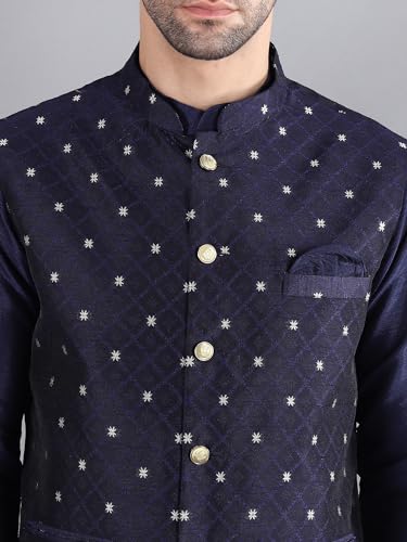 Image of Uri and MacKenzie Men's Silk Blend Kurta Pajama with Designer Ethnic Nehru Jacket /Modi Jacket