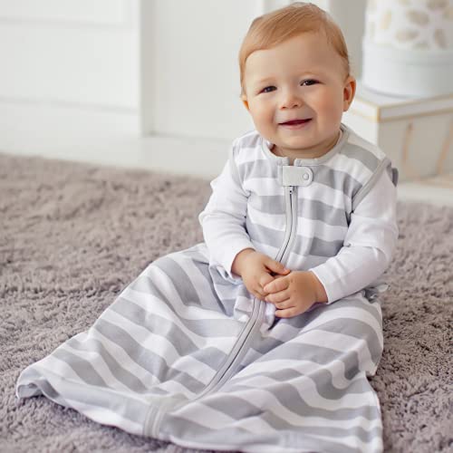 Baby Wearable Blanket, Organic Cotton Sleep Bag, Sleeping Sack with 2-Way Zipper, X-Large (18-24 Months), Clouds/Stripes - Afbeelding 4