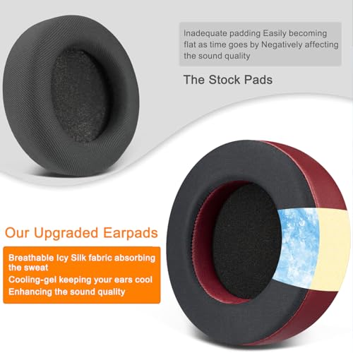 SOULWIT Cooling-Gel Earpads Replacement for Corsair Virtuoso Pro Headset, Ear Pads Cushions with Ice Silk Fabric, High-Density Noise Isolation Foam, Added Thickness - Burgundy by SOULWIT - Used condition - Image 4