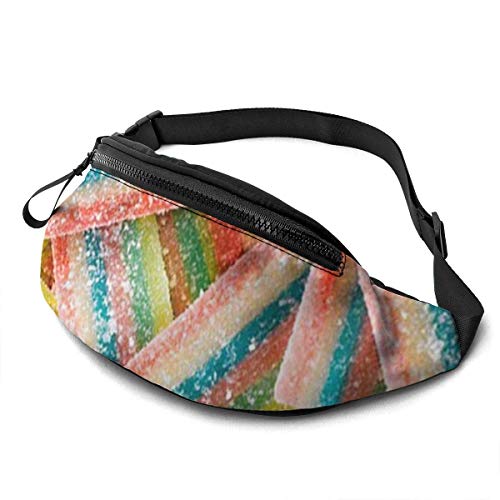 GOSMAO Riñoneras Deportivas,Riñoneras Running con Correa Ajustable,Caramelo de Rayas Arcoíris,Bolsos de Gimnasio Bolsos Bandolera para Hombre Mujer