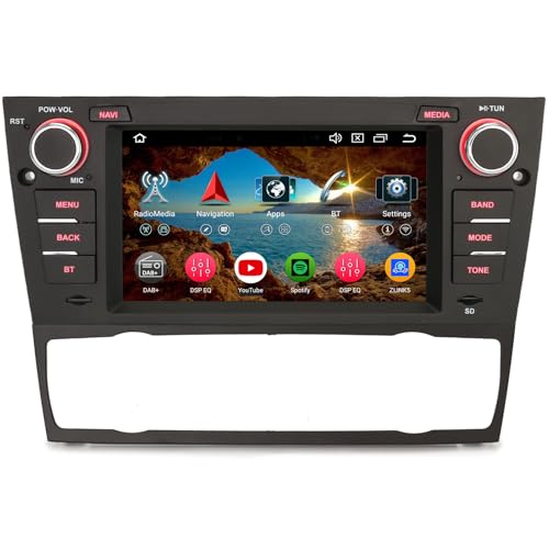 Erisin Navegador GPS de Coche con 8 núcleos Android 14 para BMW Serie 3 E90 E91 E92 E93 M3 Soporte GPS Sat Nav Carplay DSP Bluetooth WiFi SWC 7 Pulgadas Pantalla táctil Control del Volante