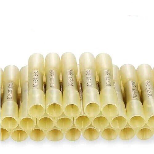 50 Pcs of Yellow Heat Shrink Butt Wire Splice Connectors Crimp Terminals Kit