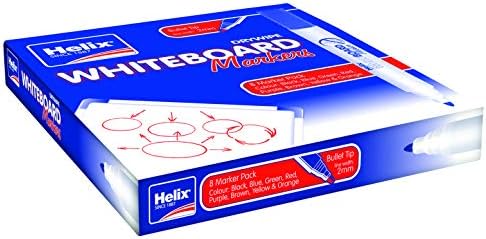 Helix Whiteboard Dry Wipe Marker Pens Chisel Tip x4 (Assorted)