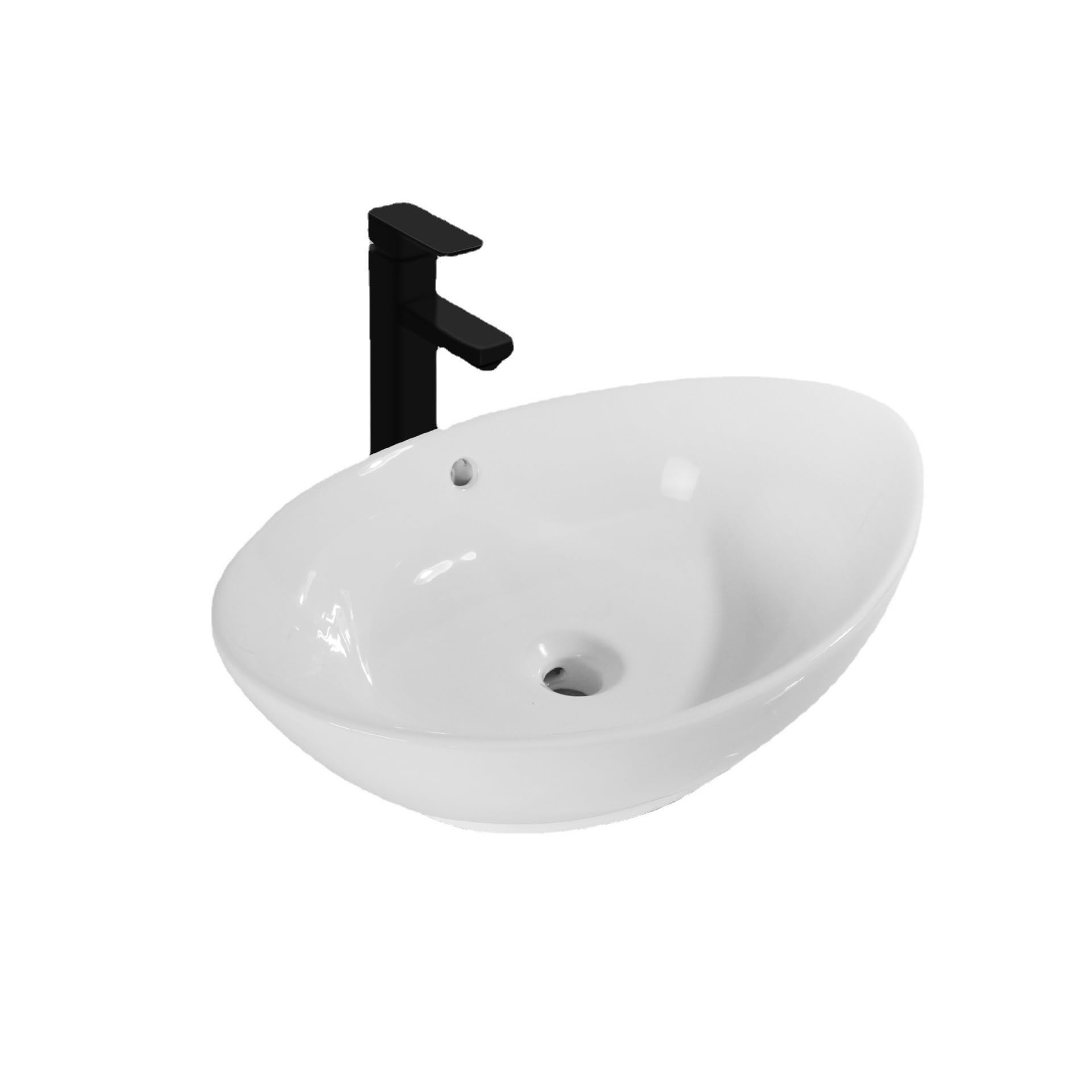 ASerZenith Vanity Vessel Sink Ceramic Vessel Sink Simple Bathroom Art Sink With Overflow Hole Home Balcony Ceramic Wash Basin Bathroom Vessel Sink