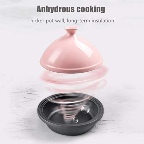 Myyingbin 30Cm Tagine Pot With Enameled Cast Iron Base Cone-Shaped Lid And Anti-Hot Silicone Gloves Housewarming Gift, Pink #TOP3