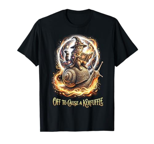 Off to Cause A Kerfuffle Wizard Cat Riding Snail T-Shirt