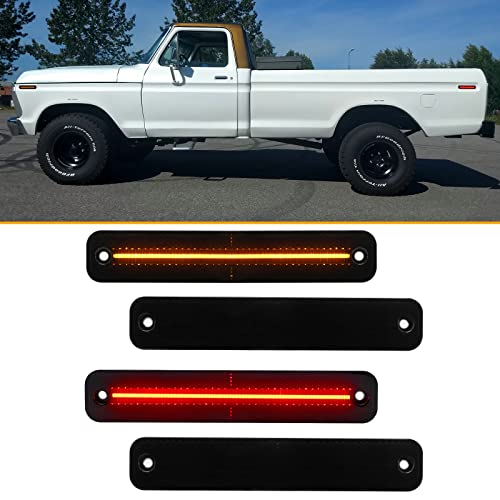 Aexploer Led Side Marker Lights Compatible With F100/150/250/350 1973-1979,For Econoline E100/150/250 1975-1991,For Bronco 1978-1979,Side Markers Lamps Lights Assembly #TOP6