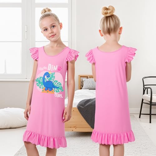 2Pcs Girls Dress 3-7 Years Princess Short Sleeves Soft Night Sleep Dress for Girls to Wear in Night3