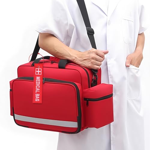 2 Pack Medical Alert Bag Tag Red Embroidered Emergency ID Label for Luggage (5.1x1.81 Inch) for CPAP/Diabetic Supplies Travel Accessories with 2 Red Wire Key Rings4