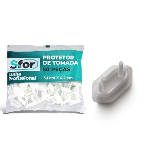 Sforplast Sfor | Protetor De Tomada Branco | 50 Peças | Proteção Para Bebês E Crianças