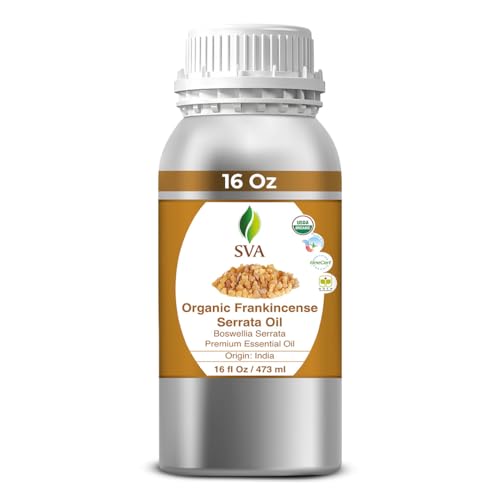 SVA Organic Frankincense Essential Oil â€“ 16 Fl Oz â€“ 100% Natural Boswellia Serrata Oil - for Diffuser, Hair Care, Face, Skin Care, Aromatherapy, Scalp and Body Massage, Soap and Candle Making