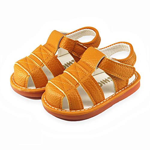 Image of WILLFUN Baby Boy Girl Summer Infant Squeaky Sandals Premium Rubber Sole Closed-Toe Non-Slip Shoes Toddler First Walkers