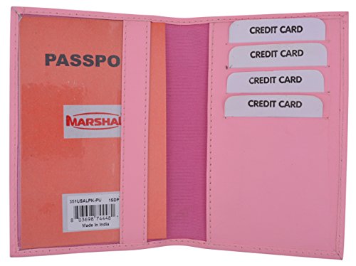 USA Gold Logo Travel Passport Card Holder Case Protector Cover Wallet (Light Pink)