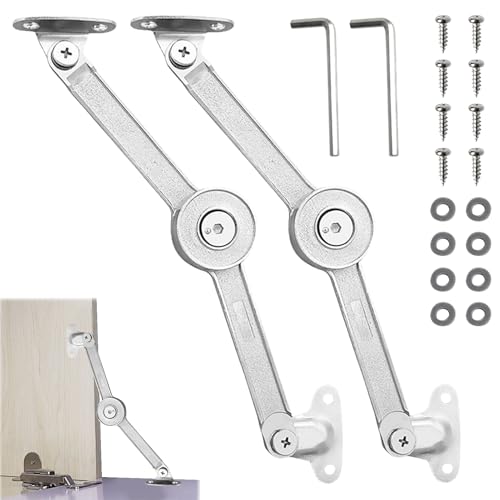 Deckelstütze Scharnier, 2 Stück Klappenbeschlag, Deckelstütze Scharnier Softclose，Klappscharnier mit Arretierung,Klappdeckel der Schrankstütze, mit Schrauben und Inbusschlüssel für Küchentür