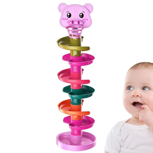 ボール落とし滑り台おもちゃ | 早期教育 投げ ボール トラック 玩具 - 1-3歳 向け 積み木 ボール スライド ゲーム - 投げるボールを積み重ねるトラックのおもちゃ 1歳2歳3歳向け