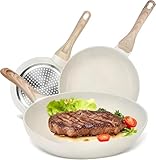 Lukito Juego De Sartenes Antiadherentes, 3 Pzas Sartenes De 20cm/ 24cm/ 28cm Libre De PFOA, Sartenes Para Estufa De...