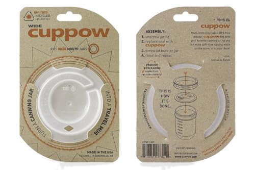 Original Cuppow Wide - Drinking Lid for Wide Mouth Canning Jar! (pack of 2 )