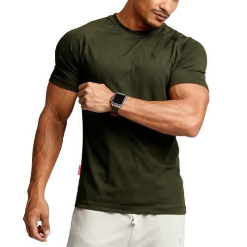 Image of Casual Short Sleeve Crew Neck Classic Wicking Breathable Fitness Muscle Athletic T Shirts Mens
