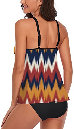 Omichic Modest Tankini Sets For Women's Swimsuits 2 Piece Athletic Bathing Suits Flowy Tank Top With Bikini Bottom #TOP2