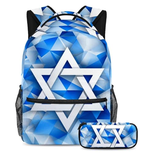 Sac à dos imprimé drapeau bleu avec trousse pour l'école et le voyage des grands étudiants