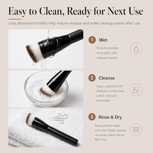 JoMay Flat Top Kabuki Foundation Brush, Angled Makeup Brush for Liquid Foundation, Dense Soft Vegan Bristles, Streak-Free Full Coverage Blending Brush for Beginners & Daily Makeup, 1 PCS - image 7