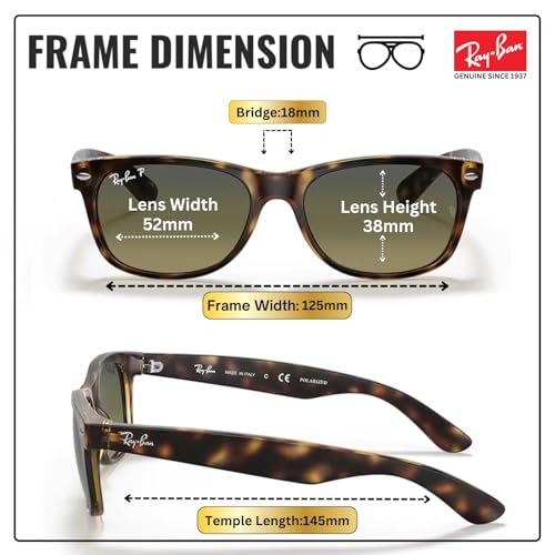 Image of Ray-Ban RB2132 NEW WAYFARER CLASSIC Square Shaped Sunglasses for Men & Women with Official RAYBAN Eyewear Kit