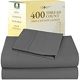 California Design Den Twin XL Sheet Sets - 100% Cotton Sheets, 400 Thread Count Sateen, Deep Pockets, and Durable Bedding, Dorm Essentials for Guys - Grey