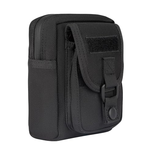 Compact Utility Duty Belt Pouch, Multipurpose Tactical Molle Belt Pouches Utility EDC Tool Pouch Bag Small Vertical Modular Pouches Mini Slim Waist Bag Outdoor Camping Hiking Organizer, Black