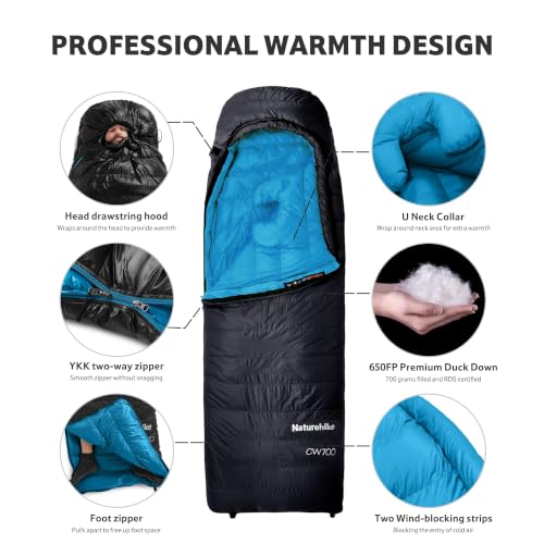 Naturehike CW400/CW700 Ultralight 650FP 400g/700g Duck Down Sleeping Bag for 4 Seasons Compact Portable Sleeping Bag for Adults Kids Cold Weather Waterproof Backpack,Camping,Hiking by Naturehike - Image 3