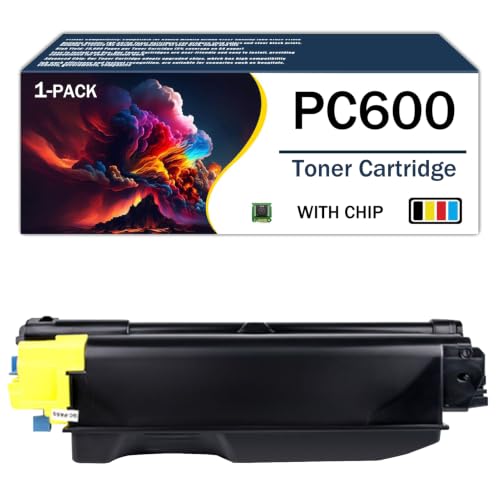 Regenerowane zestawy wkładów z tonerem PC600 408314, 408315, 408316 i 408317 z wymiennym chipem do drukarki laserowej Ricoh PC600 do produktów biurowych, druk w wysokiej,Yellow-1Pack