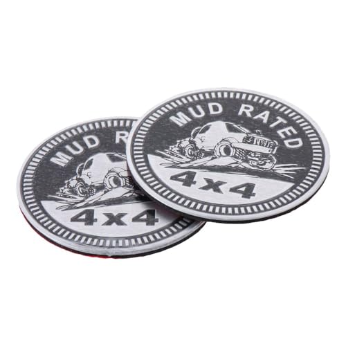 Image of BYOBYO 2PCS MUD Rated Badge Car Emblem, 4 x 4 Metal Automotive Badge 3D Round Car Badges Sticker Round Emblem Decals Decorations for Car, Trucks, SUV Accessories, 2.36in, Black