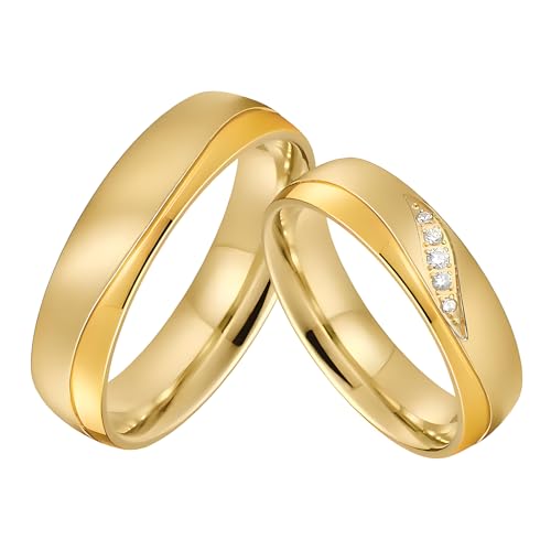 Customized His & Hers Natural Diamonds Wedding Rings sets, s925 Silver/10K/14K/18K Gold Moissanite Couple Engagement Rings, 2Pcs Matching Promise Band Free Engraving for Anniversary