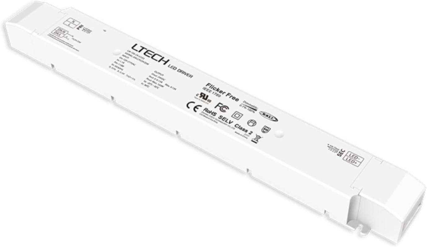 LM-100-24-U1D2 | 100W 24VDC CV DALI-2 DIM&CT Driver | Constant Voltage | 1-CH SELV Output Channel with Common Anode | Dimming from 0~100%, Down to 0.1%.