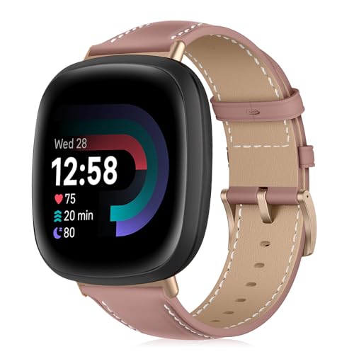 Correa de cuero slim compatible con Fitbit Versa 4/3/Sense miniatura 1