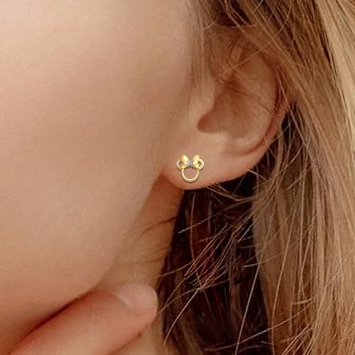 Mouse Bow Earrings 18K Gold Plated Sterling Silver Lovely Animal Stud Earrings for Women Hypoallergenic Cubic Zirconia Cute Small Earring Gifts for Sister2