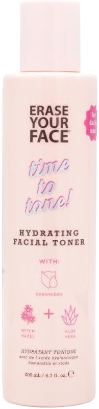 ERASE YOUR FACE Tônico facial com aloe vera, hamamélis e vitamina E, 200 mL