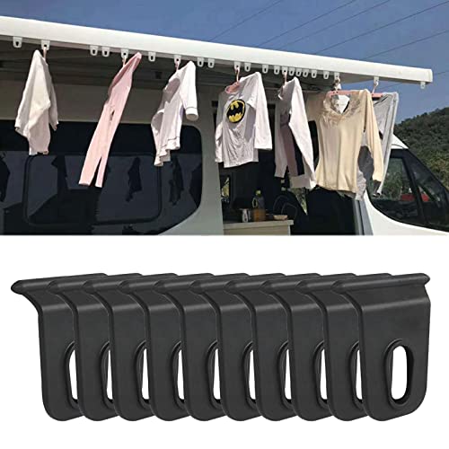 SHULLIN 10 Stück RV Markisenhaken kederleisten Haken Camping Kederschiene Haken Tragbare Markisenhaken Camping Markisen Haken RV Markisen Zubehör Aufhänger für 5mm Kederschienen(Schwarz)