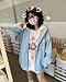Manniduole Women Kawaii Oversized Zip Up Hoodie Cute Cartoon Embroidery Casual Pullover Sweatshirt Harajuku Casual Streetwear Blue