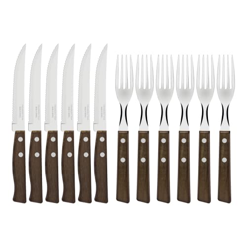 Foto von Tramontina 22299/002 Steakbesteck-Set, 12-teilig mit Naturholzgriffen 2-Fach vernietet